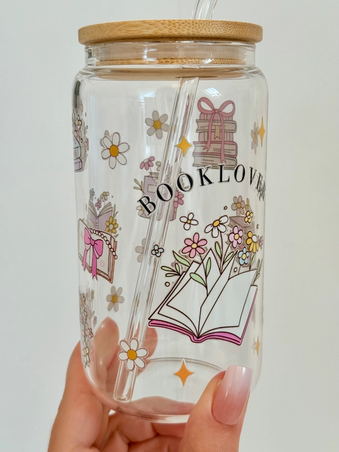 Steklen kozarec za napitke Booklover 500 ml - slika 2